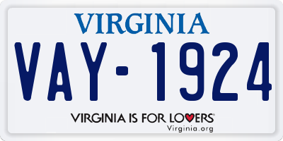 VA license plate VAY1924