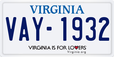 VA license plate VAY1932