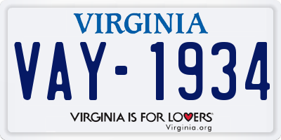 VA license plate VAY1934