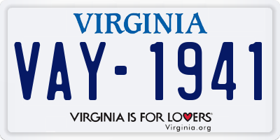 VA license plate VAY1941