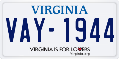 VA license plate VAY1944