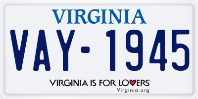 VA license plate VAY1945