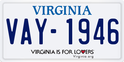 VA license plate VAY1946