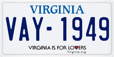 VA license plate VAY1949