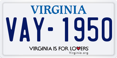 VA license plate VAY1950