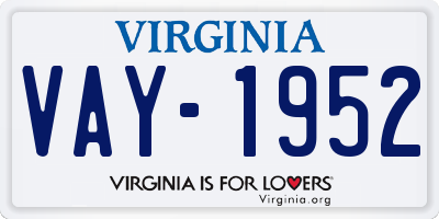 VA license plate VAY1952