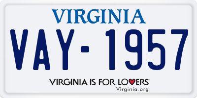 VA license plate VAY1957
