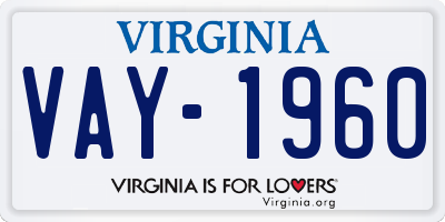 VA license plate VAY1960
