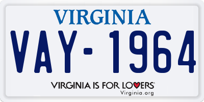 VA license plate VAY1964