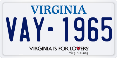VA license plate VAY1965