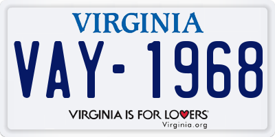 VA license plate VAY1968