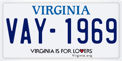 VA license plate VAY1969