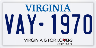 VA license plate VAY1970