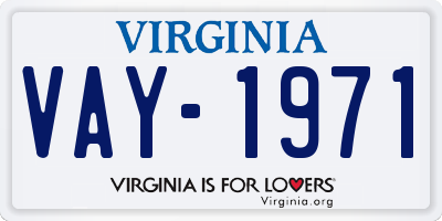 VA license plate VAY1971