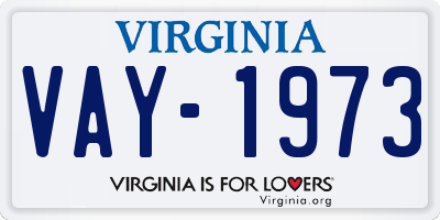 VA license plate VAY1973