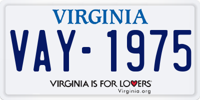 VA license plate VAY1975