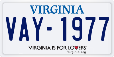 VA license plate VAY1977