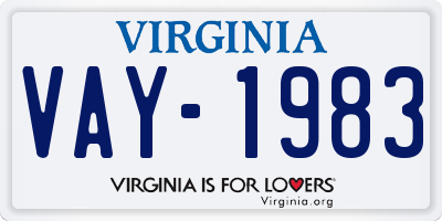 VA license plate VAY1983