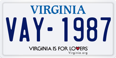 VA license plate VAY1987