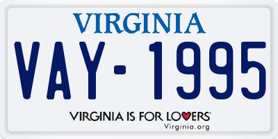 VA license plate VAY1995
