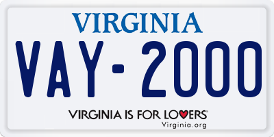 VA license plate VAY2000