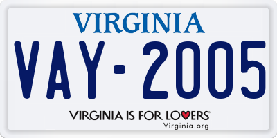 VA license plate VAY2005