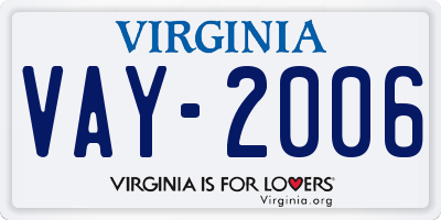 VA license plate VAY2006