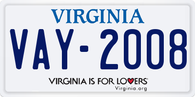 VA license plate VAY2008