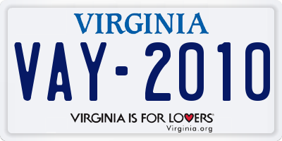 VA license plate VAY2010