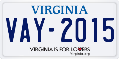 VA license plate VAY2015