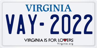 VA license plate VAY2022