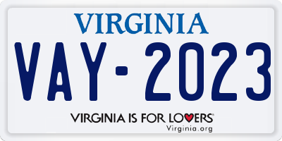 VA license plate VAY2023