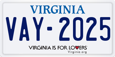 VA license plate VAY2025