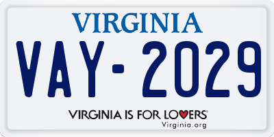 VA license plate VAY2029