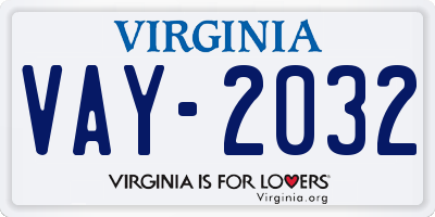 VA license plate VAY2032