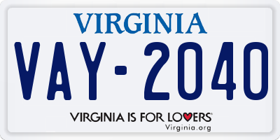 VA license plate VAY2040