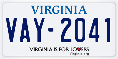 VA license plate VAY2041