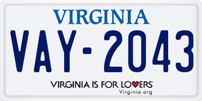 VA license plate VAY2043