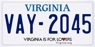 VA license plate VAY2045