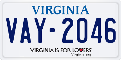 VA license plate VAY2046