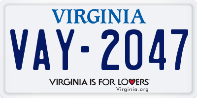 VA license plate VAY2047