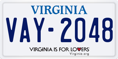 VA license plate VAY2048