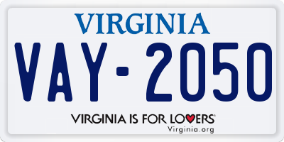 VA license plate VAY2050