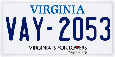 VA license plate VAY2053