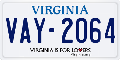 VA license plate VAY2064