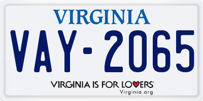 VA license plate VAY2065