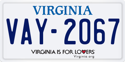 VA license plate VAY2067