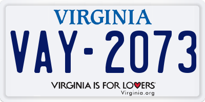 VA license plate VAY2073