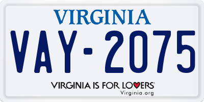 VA license plate VAY2075