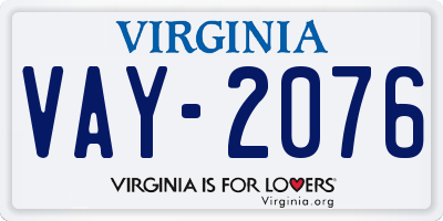 VA license plate VAY2076